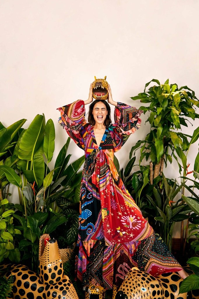 diagonal scarves button down maxi dress | FarmRio (US)