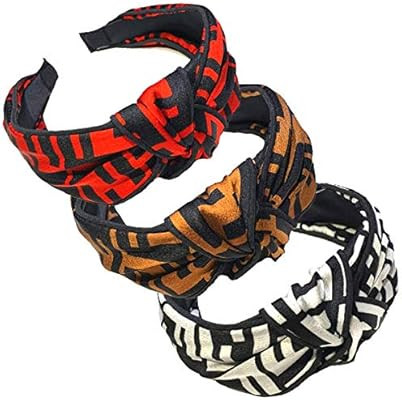 Designer Bow Knotted Letter Headbands for Women– Domoki 3 Pack Top Bow Stripped Cute FF Logo Pr... | Amazon (US)