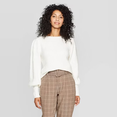 Women's Puff Sleeve Crewneck Pullover Sweater - A New Day™ | Target