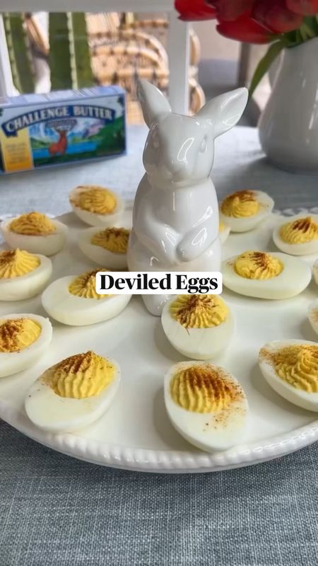 Deviled Eggs (makes 24 halves)

INGREDEINTS:
- 12 eggs
- 1/3 cup mayo
- 2 tbsp Unsalted Butter, softened
- 2 tsp Dijon mustard
- 2 tsp white vinegar
- ¼ tsp salt
- ¼ tsp fresh black pepper
- Paprika for garnish

DIRECTIONS
1️⃣ Hard boil eggs and transfer to an ice bath

2️⃣ Peel, cut in half and separate egg yolks

3️⃣ In a medium bowl combine cooked egg yolks, mayo, butter, dijon, vinegar, salt & pepper, then mix until smooth. For better consistency, use a hand mixer. PRO TIP: mash yolks first before adding other ingredients

4️⃣ Add mixture into piping bag and fill each egg white half. You can also use a zip-top bag if that’s easier.

5️⃣ Garnish with paprika

#LTKSeasonal #LTKhome #LTKfindsunder100