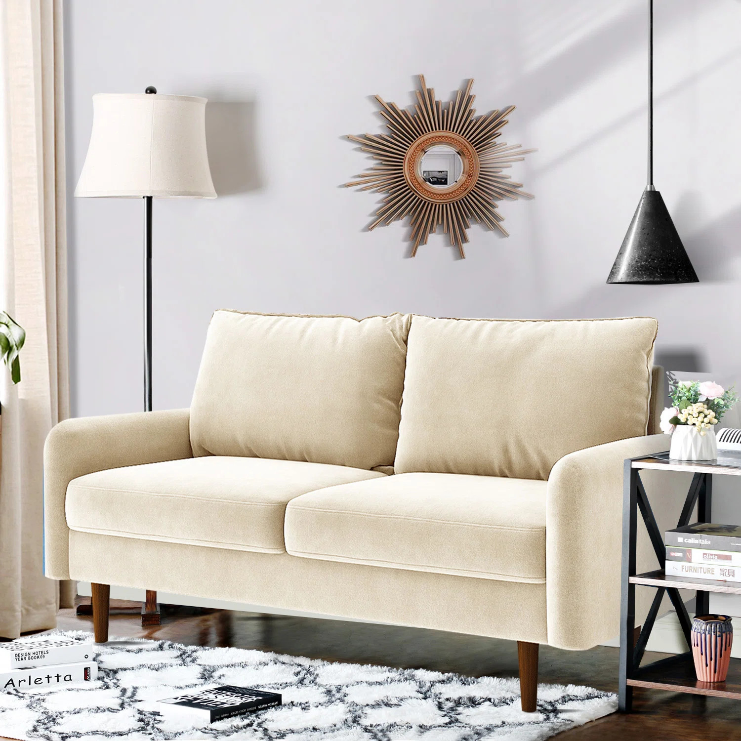 Everly Quinn Hessville Sofa 56" Velvet Round Arm Loveseat | Wayfair North America