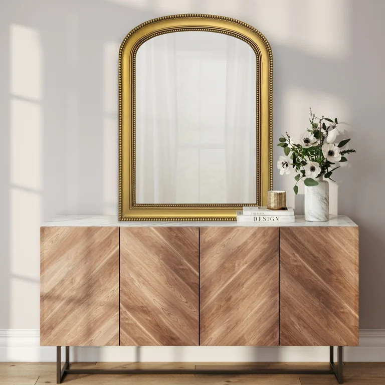 My Texas House Gold Double Beaded Wood Framed Arch Mirror 30x40 - Walmart.com | Walmart (US)