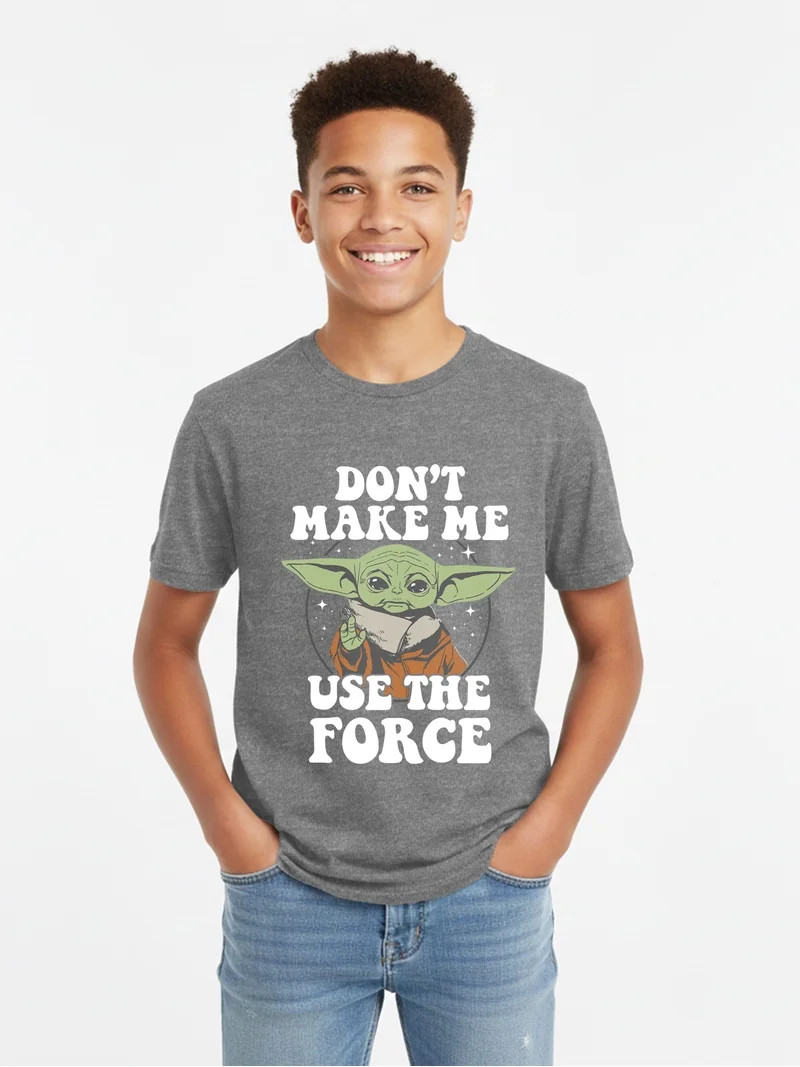 Star Wars Boys' Graphic Tee with Short Sleeves, Grogu and the Force, Sizes 4-18 | Walmart (US)
