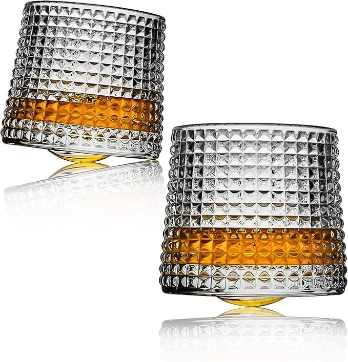 LOVWISH Spinning Old Fashioned Whiskey Glasses, set of 2 rocks glasses - bar glasses for drinking... | Amazon (US)