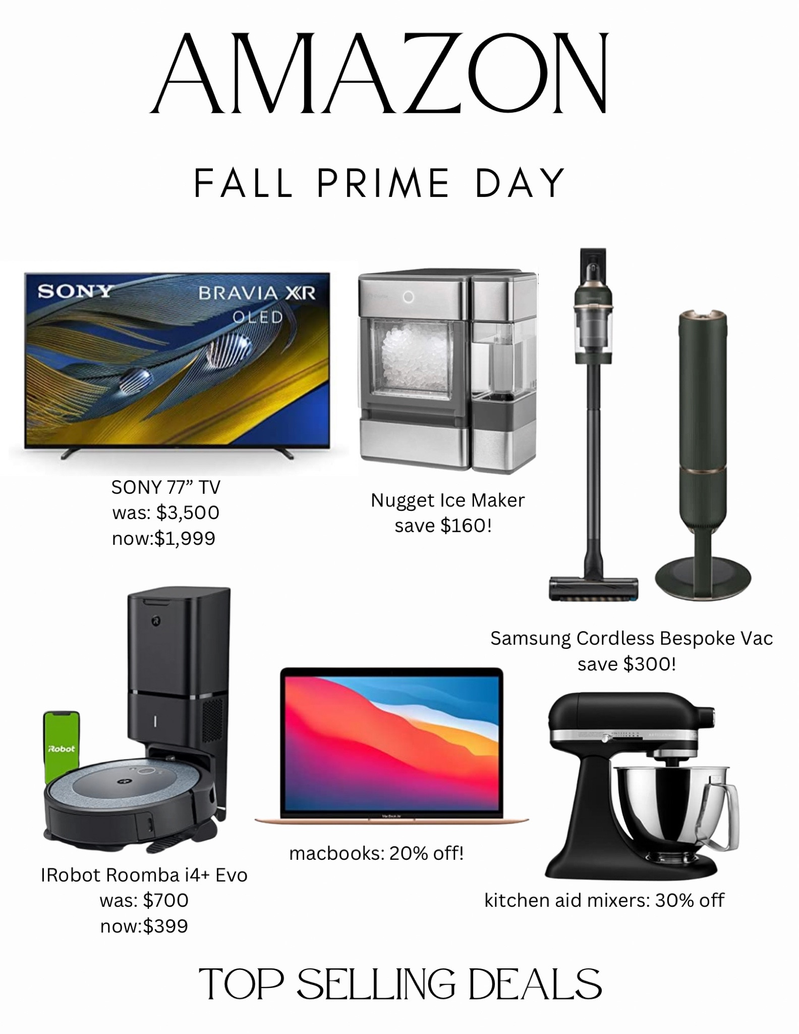 It’s fall prime day! Get some incredible gifts for a fraction of the price! Some of the top selling deals this year are on TVs, Kitchen Aid Mixers, robot vacuums, cordless vacuums, macbooks , and the nugget ice machine! 

#LTKHoliday #LTKSeasonal #LTKsalealert