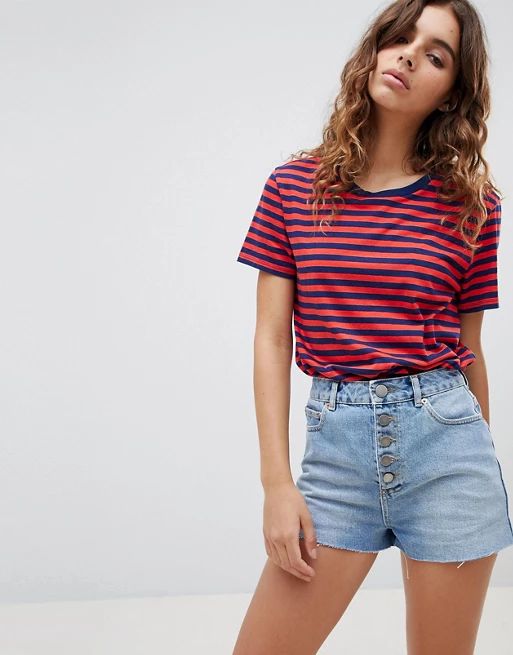 ASOS DESIGN denim short with raw hem and exposed button fly | ASOS UK