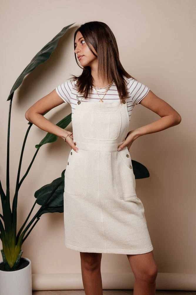 Knit Overall Dress in Beige - XS / Beige - böhme | Böhme US