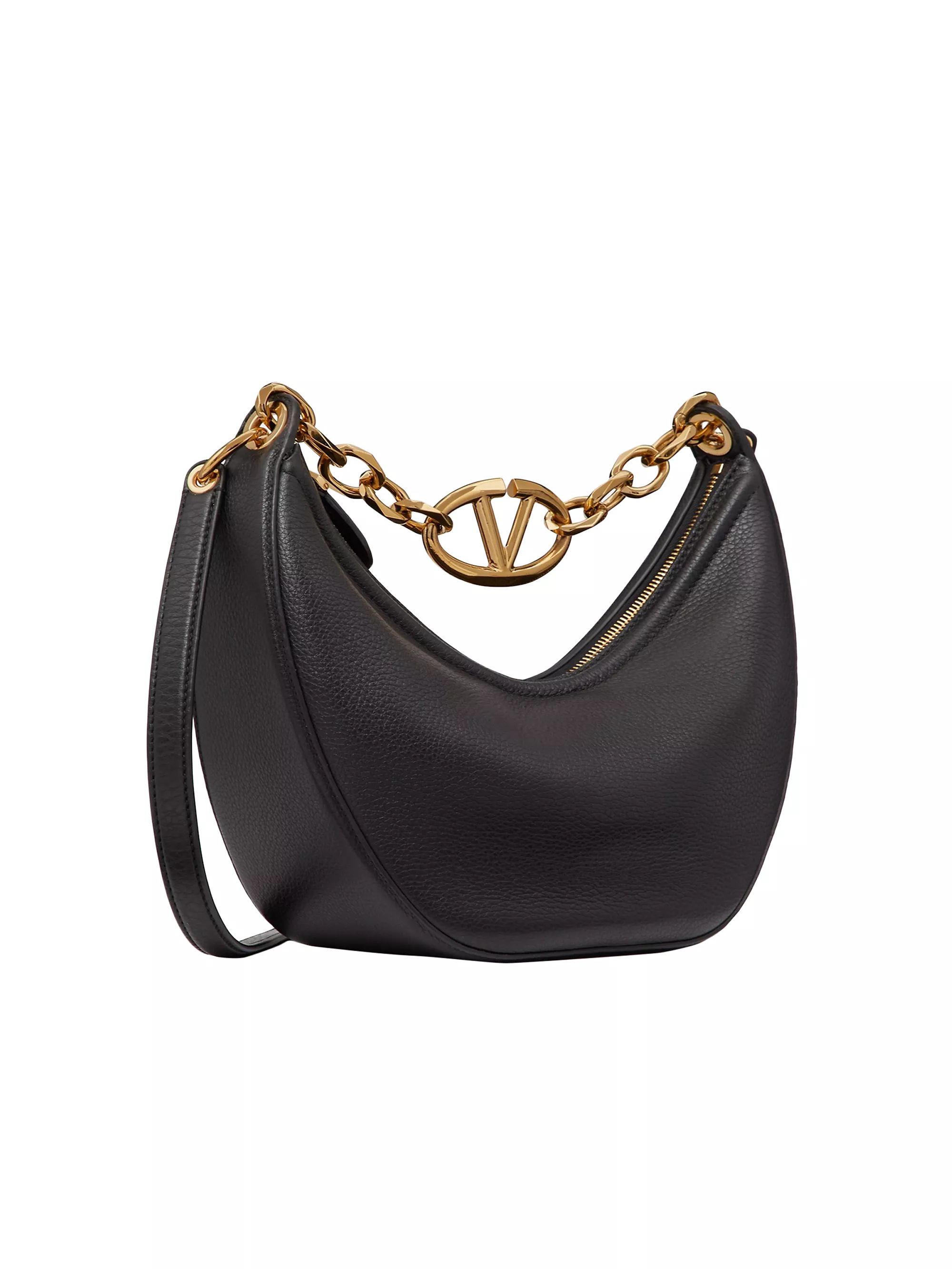 Small VLogo Moon Hobo Bag In Leather With Chain | Saks Fifth Avenue