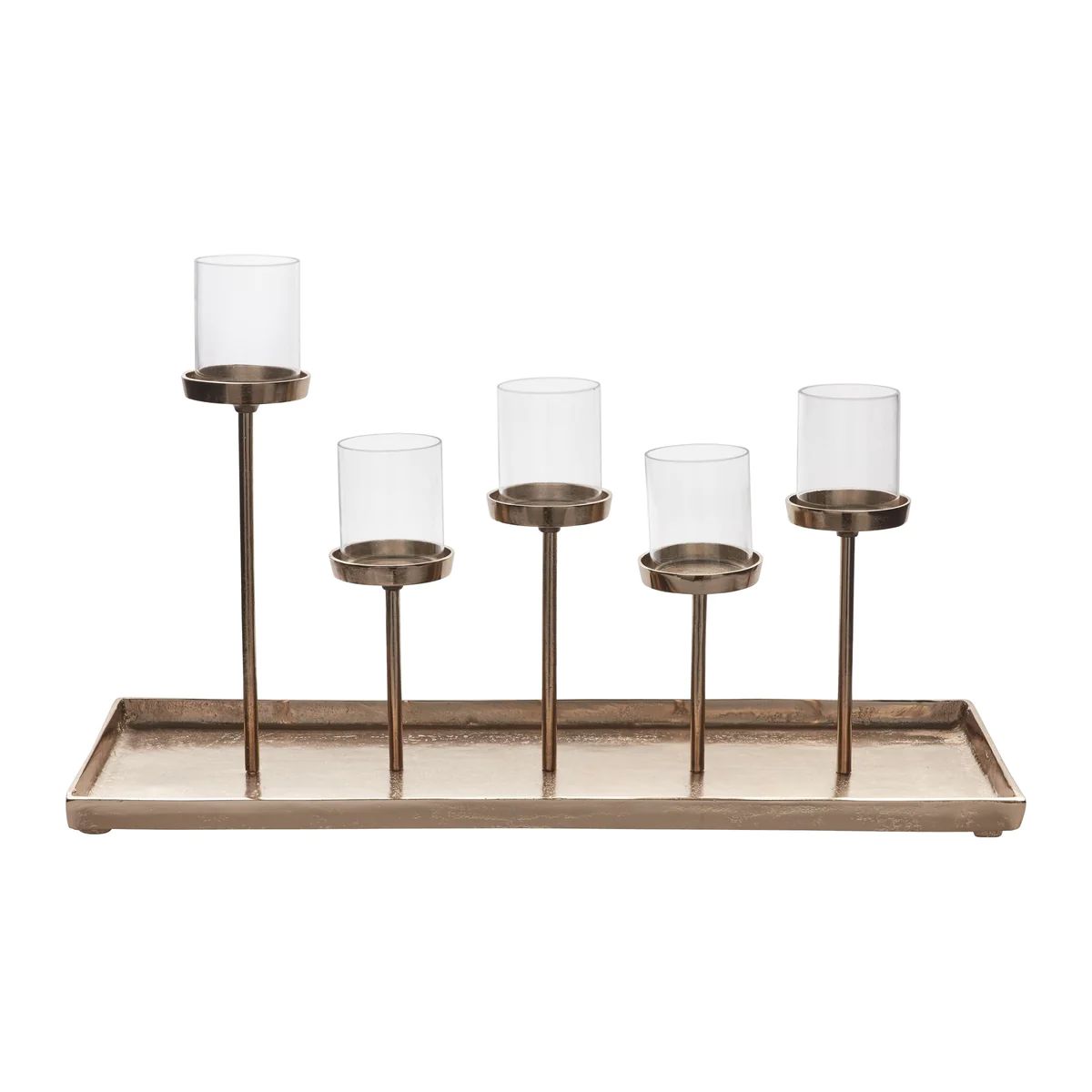 Elongated Multi-Tiered Glass & Champagne Metal Epiphany Candle Holder | Darby Creek Trading