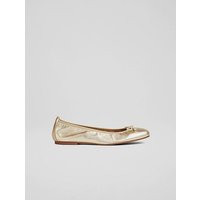 Trilly Gold Metallic Leather Ballerina Pumps, Champagne | L.K. Bennett (UK)
