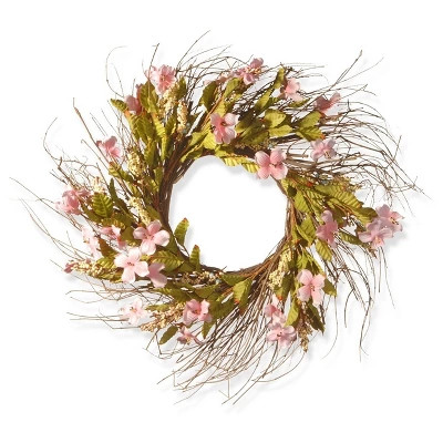 Artificial Spring Wreath Pink 22" - National Tree Company | Target