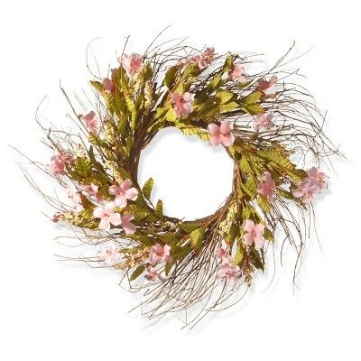 Artificial Spring Wreath Pink 22" - National Tree Company | Target