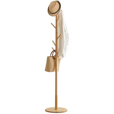 Bamboo Coat Rack Freestanding Adjustable Coat Tree with 3 Sections & 8 Hooks Easy to Assemble Coat H | Amazon (US)