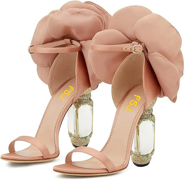 FSJ Women Open Toe Stylish Sandals Ankle Strap Chunky Block High Thick Heels Wedding Party Ballro... | Amazon (US)