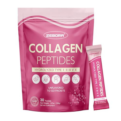 ZEBORA Multi Collagen Peptides Powder Packets with Hyaluronic Acid, Biotin, MCT - Hydrolyzed Collagen with 5 Billion Probiotics - Support Skin Hair Nail & Gut Health - 30 Stick Packs | Amazon (US)