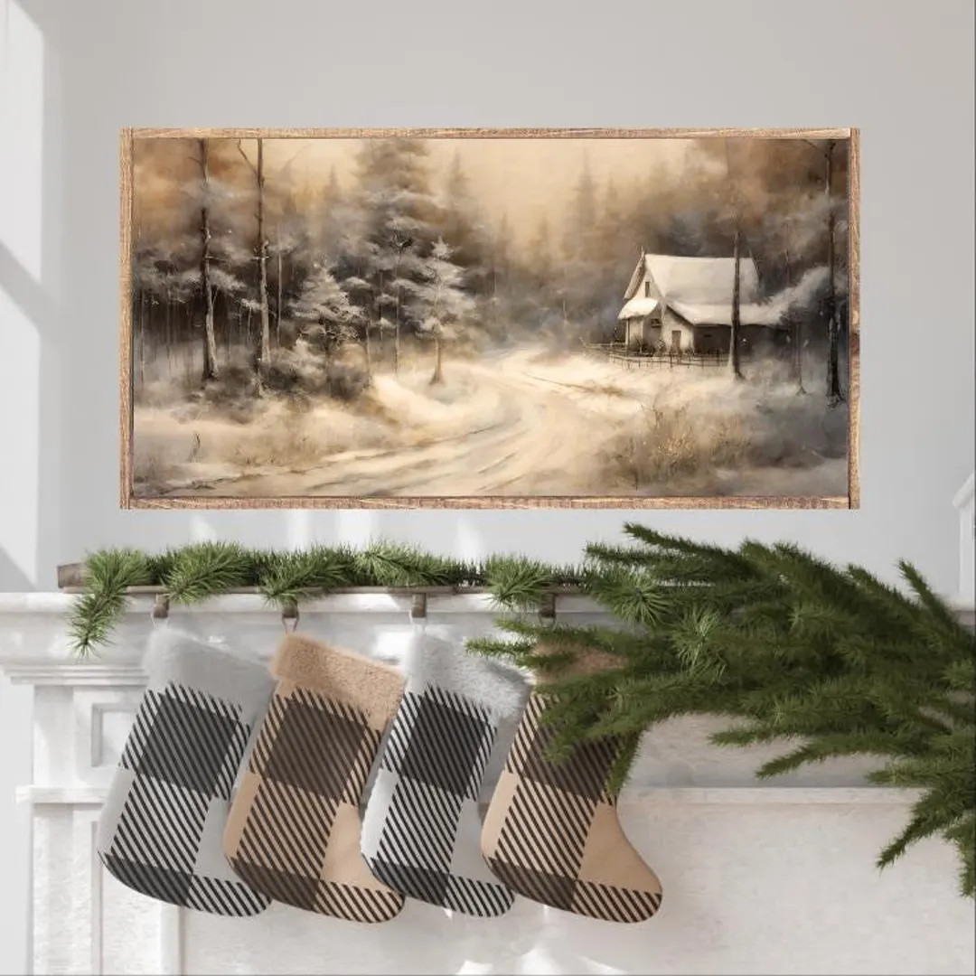 Tranquil Winter Scene Canvas Printed Sign - Etsy | Etsy (US)