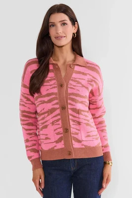 Pink Animal Print Cardigan | Avara