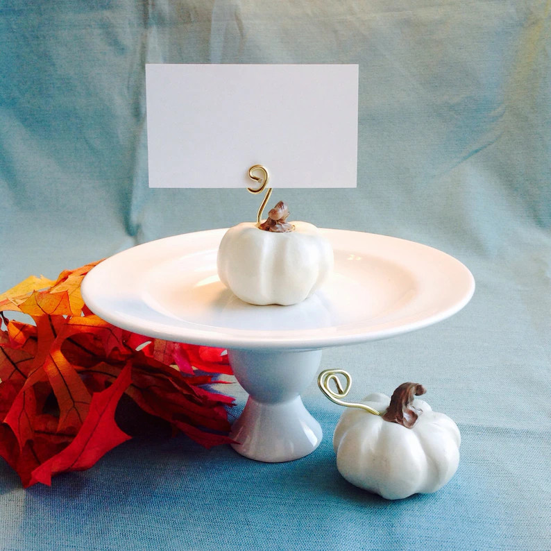 White Pumpkin Place Card Holders, Fall Wedding Decoration, Thanksgiving Table Setting, Harvest, P... | Etsy (Global)