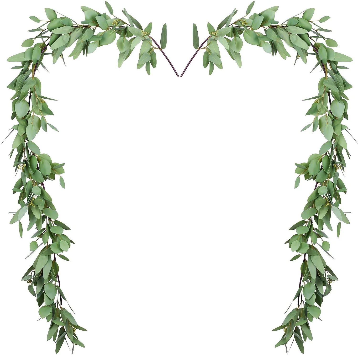 Coolmade 5.5Ft 2 Pack Greenery Garland, Artificial Vines Faux Eucalyptus Leaf Table Garland Artif... | Walmart (US)