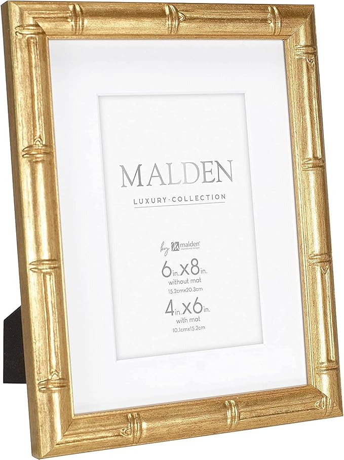 Malden International Designs 4x6 Matted Gold Bamboo PS Moulding Picture Frame Antique Gold Finish... | Amazon (US)