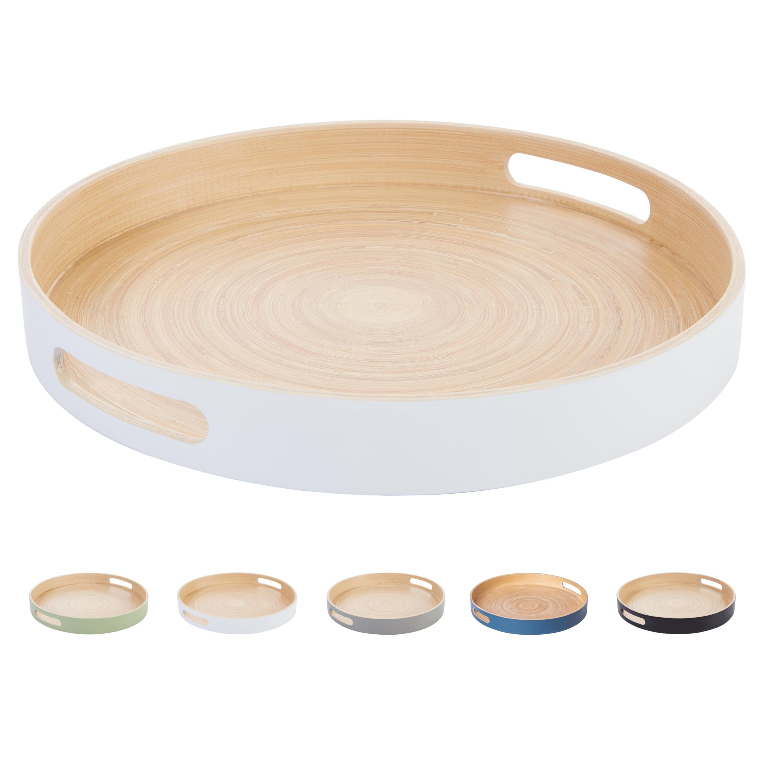 Spun Bamboo Round Decorative Tray, 13.75 Inches, White | Amazon (US)
