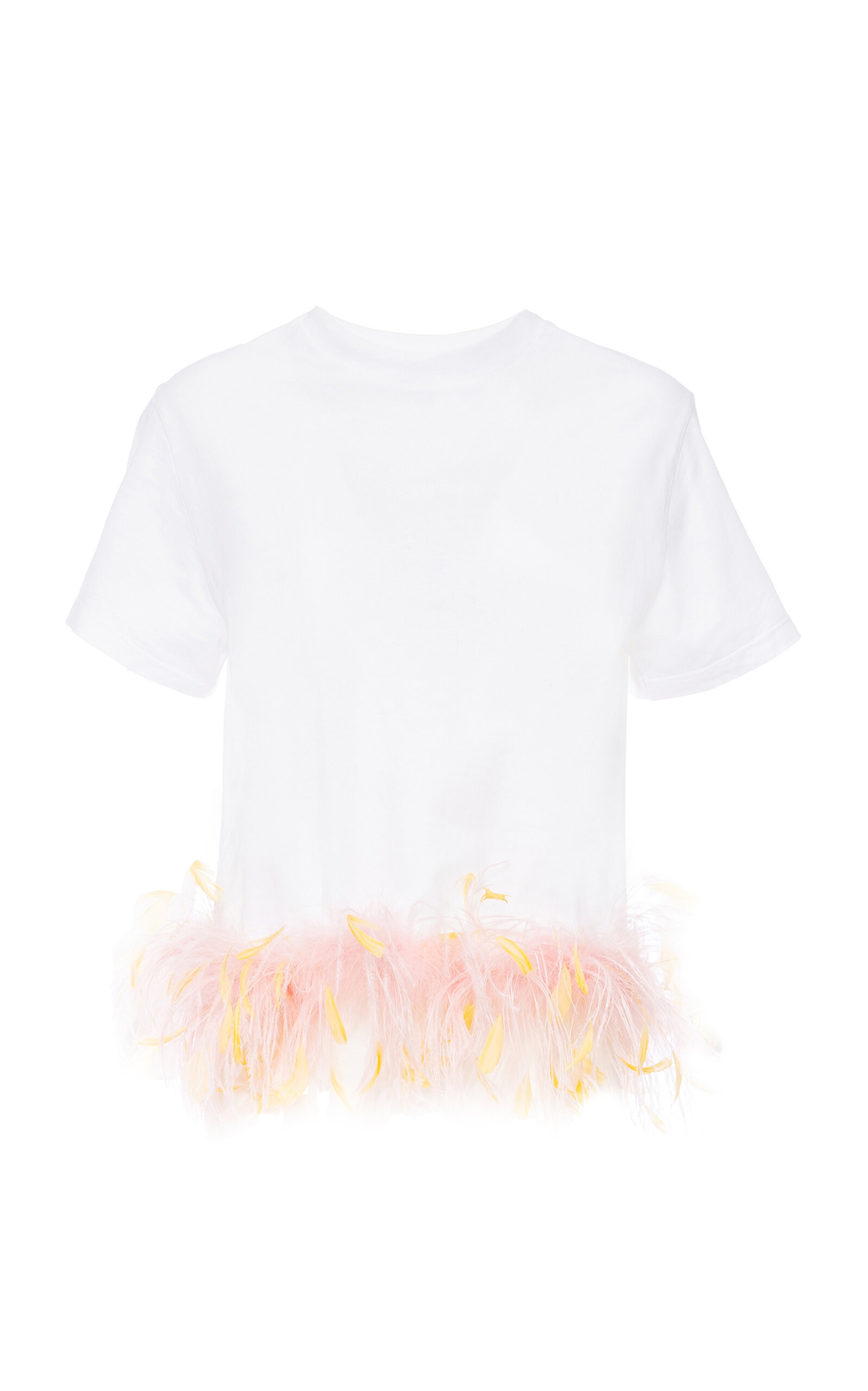 Classic Feather-Trimmed Boxy Cotton T-Shirt | Moda Operandi (Global)