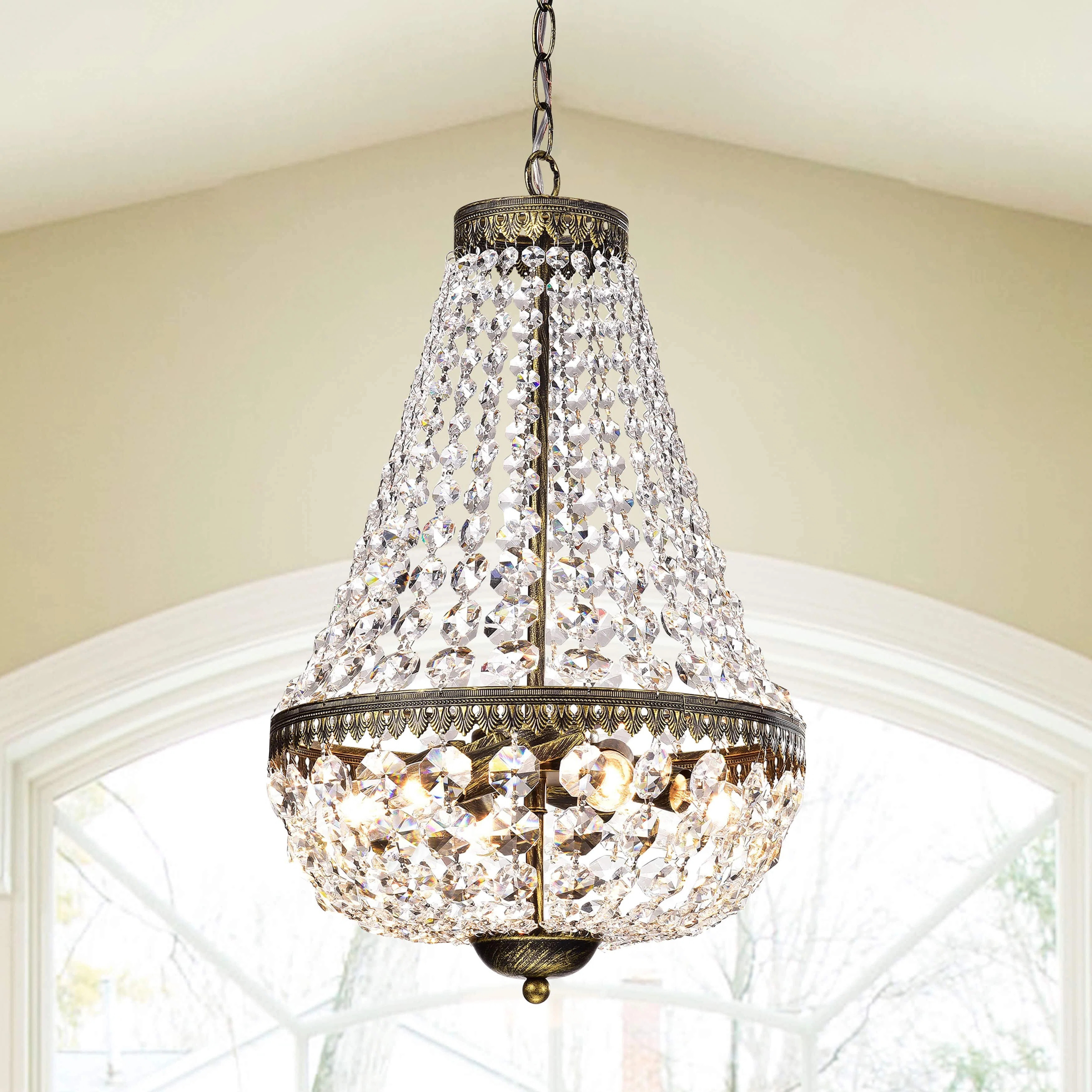 Hassinger 6 - Light Antique Brushed Black Copper Unique Empire Chandelier with Crystal Accents | Wayfair North America