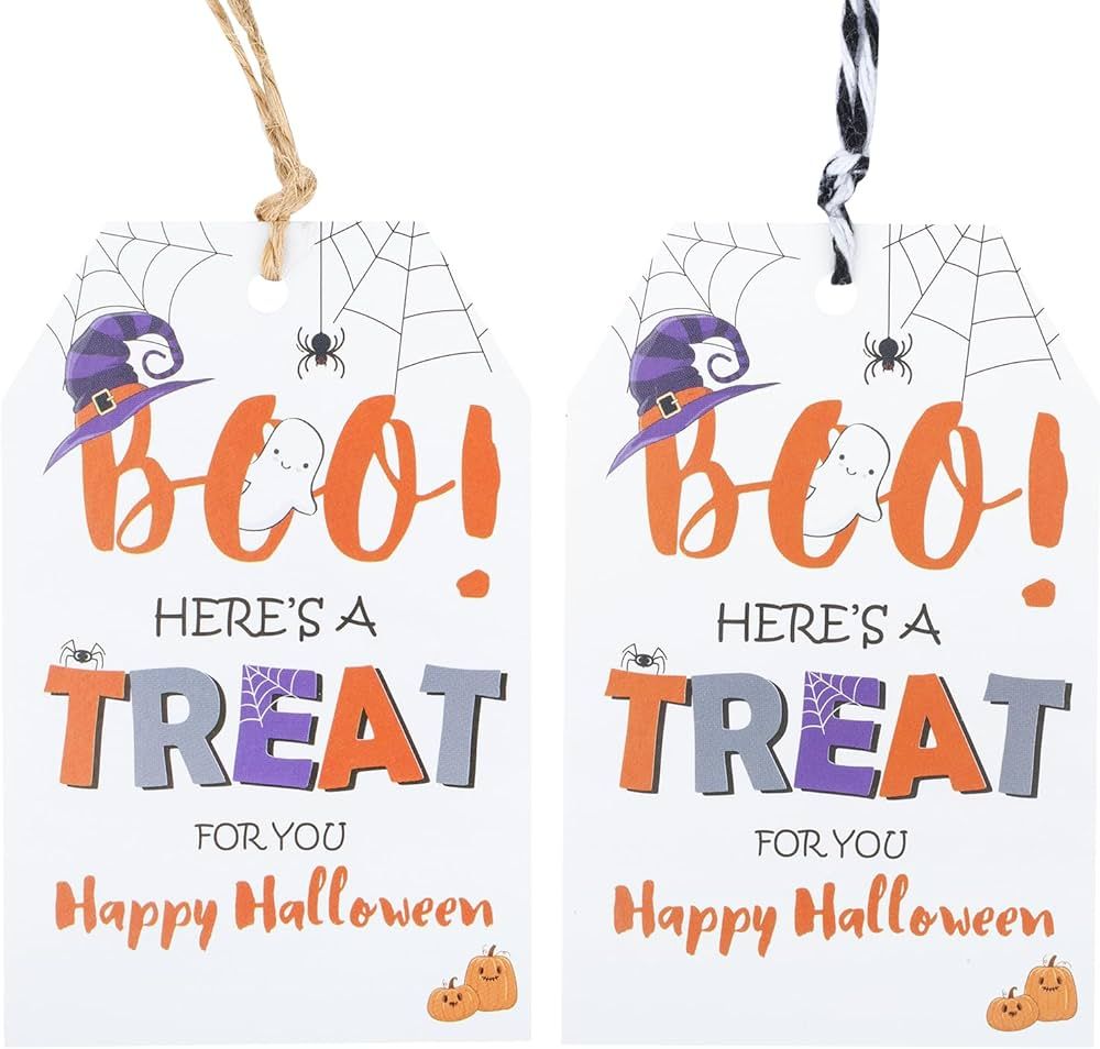 Anwyll Happy Halloween Tags,Halloween Paper Gift Tags,100Pcs Halloween Tags with String,Happy Boo Tr | Amazon (US)