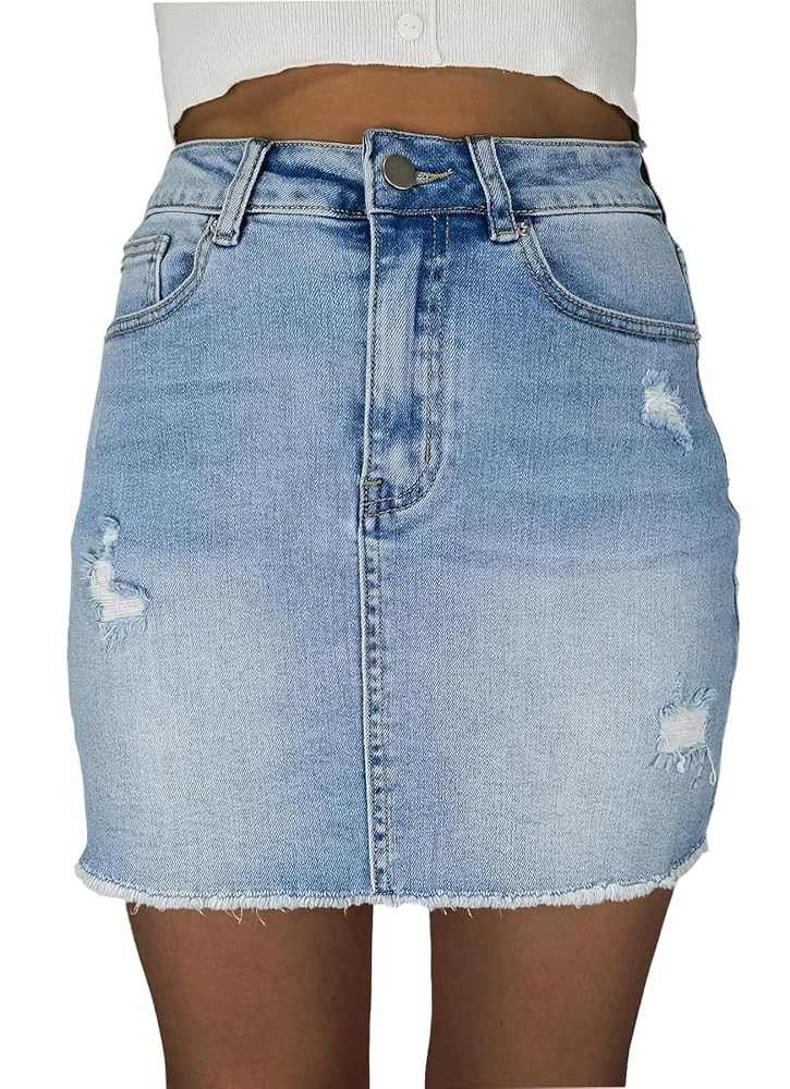 Denim Skirt Women Trendy High Waisted Summer Jean Skirts | Amazon (US)