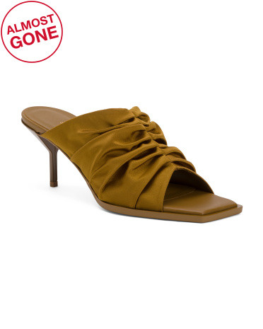 Made In Italy Leather Ruched Mules | TJ Maxx