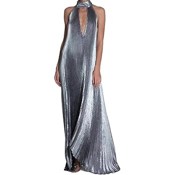 Women's Sexy Sleeveless Turtleneck Ruched Ruffles Bodycon Pleated Cocktail Party Dress | Amazon (US)