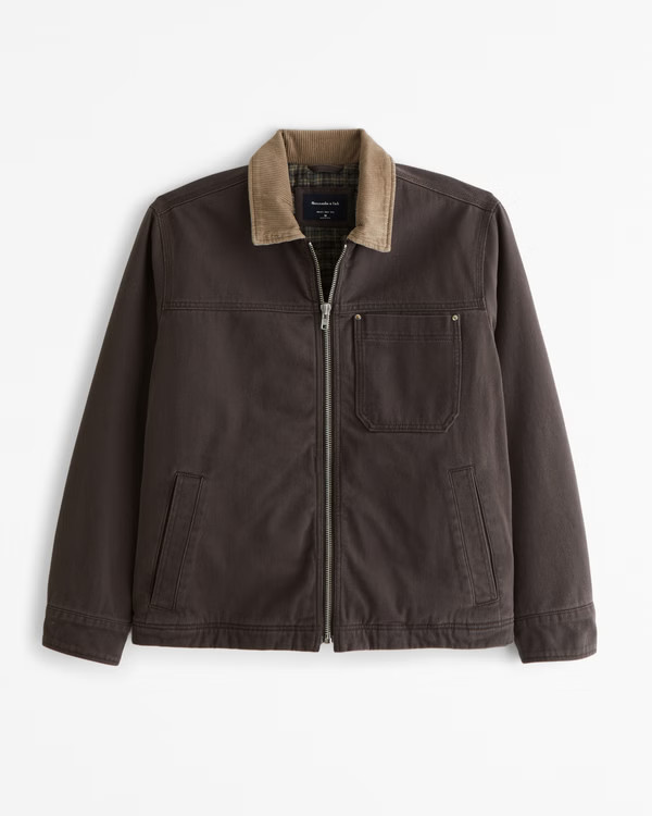 Flannel-Lined Zip Workwear Jacket | Abercrombie & Fitch (US)