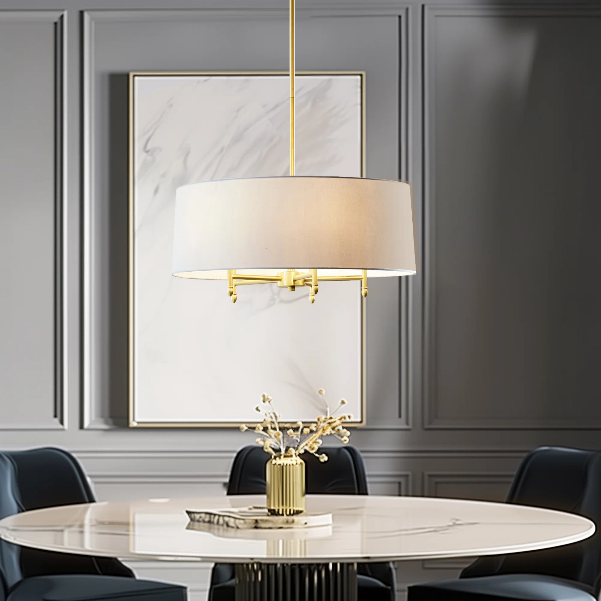 Presidio 5-Light Dimmable Chandelier with Drum-shaped Fabric Shade & Adjustable Height | Wayfair North America