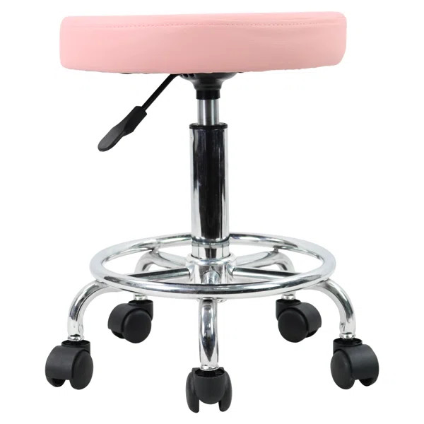 PU Leather Round Rolling Height Adjustable Lab Stool | Wayfair North America