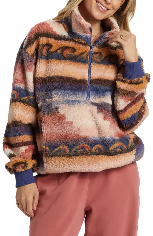 Billabong Time Off Fleece Half Zip Pullover in I Sea Indigo at Nordstrom, Size X-Small | Nordstrom