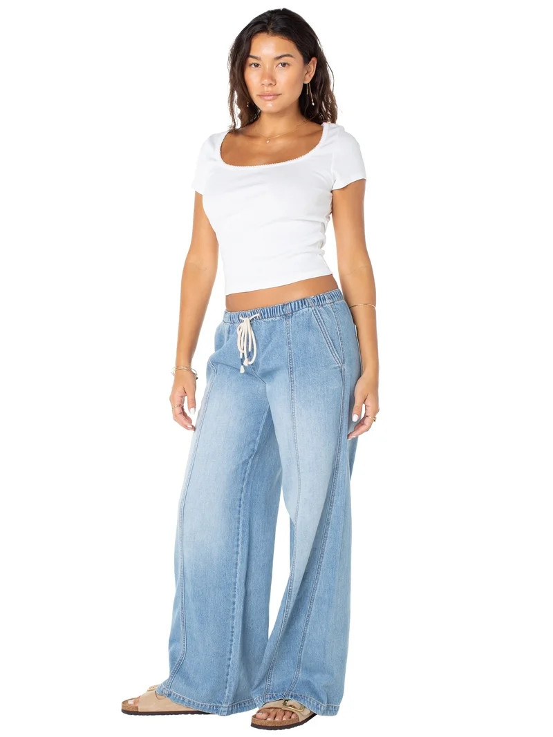 Celebrity Pink Women's and Women's Plus Drapey Wide Leg Jeans, Sizes XS-4X | Walmart (US)