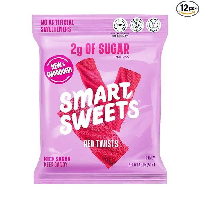 SmartSweets Red Twists, 1.8oz (Pack of 12), Licorice Gummy Candy with Low Sugar (2g), Low Calorie... | Amazon (US)