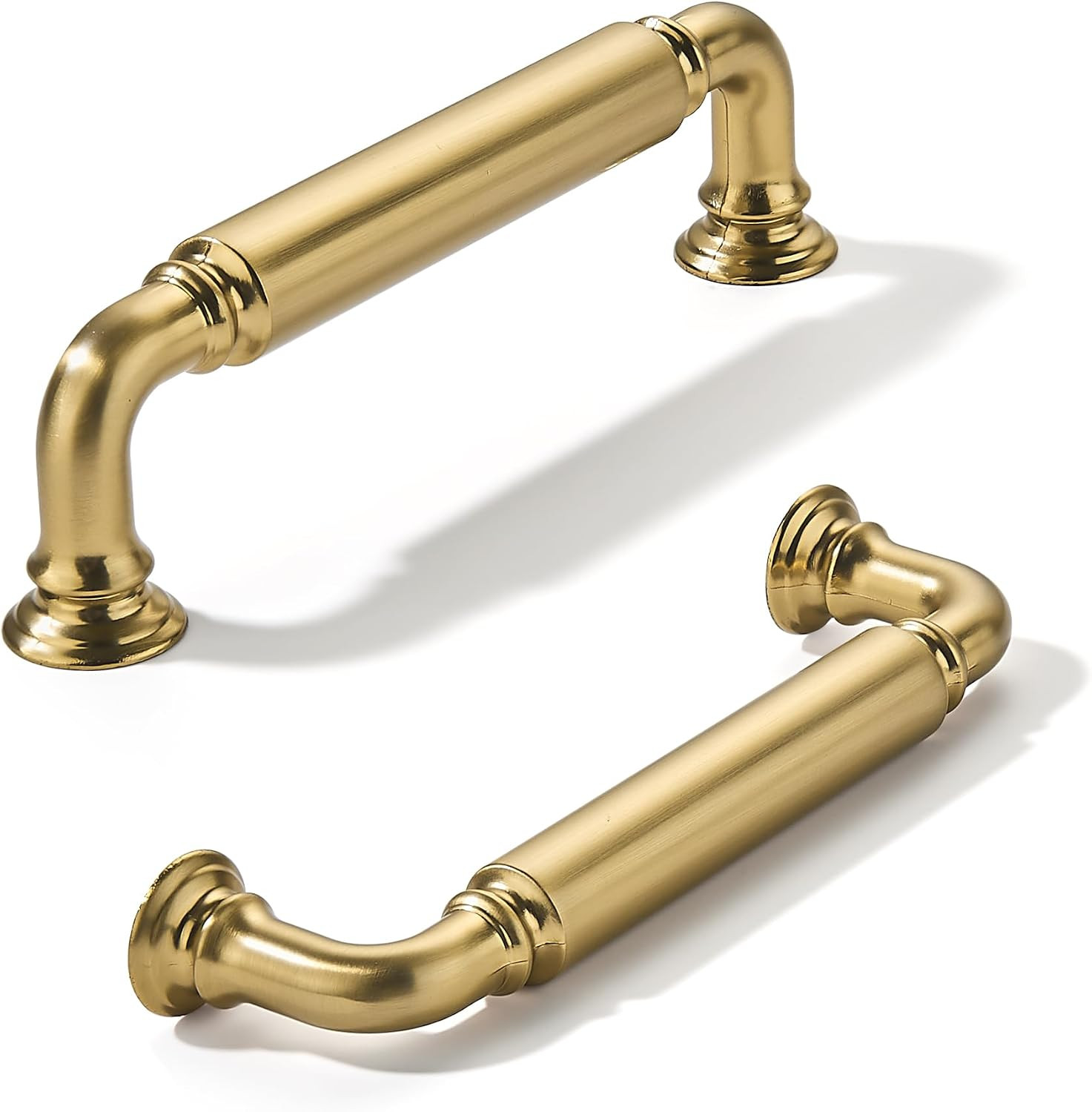 khtumeware 2-Pack Champagne Bronze Heavy-Duty Solid Cabinet Pulls, 4 Inch (102mm) Hole Center, Satin Brass Drawer Pulls, Cabinet Hardware, Suitable for Kitchen Cabinets, Bathrooms and Dressers | Amazon (US)