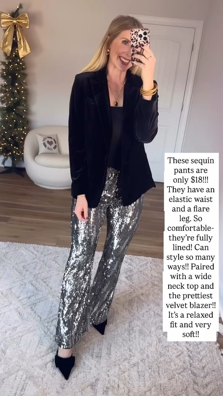 Walmart try on, velvet blazer, sequin pants 

#LTKFindsUnder50 #LTKStyleTip #LTKHoliday