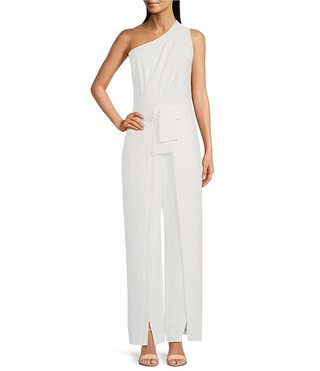 Alex Marie Aliza One Shoulder Wide Leg Crepe Jumpsuit | Dillard's | Dillard's