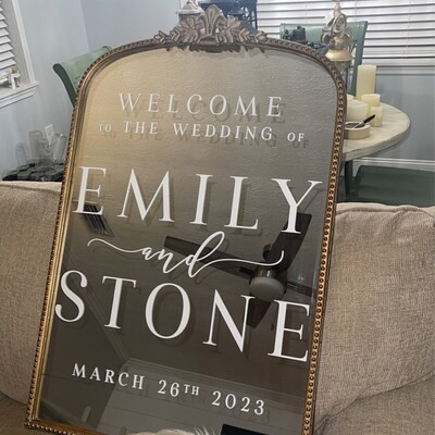 Welcome Wedding Entry Sign, Custom Vinyl Decal Sticker for Mirrors, Wedding Decor, Custom Welcome... | Etsy (US)