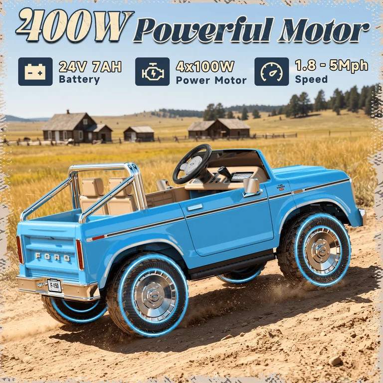 TOKTOO 24V Licensed 1973 Ford F-150 2 Seater Ride On Truck for Kids, Electric Ride On Car with Pa... | Walmart (US)