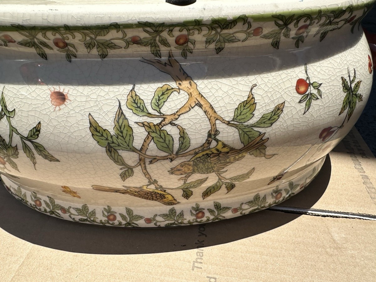 Chinese Birds Floral Large Porcelain Footbath Planter Jardiniere Florals 17\u201d | eBay | eBay US