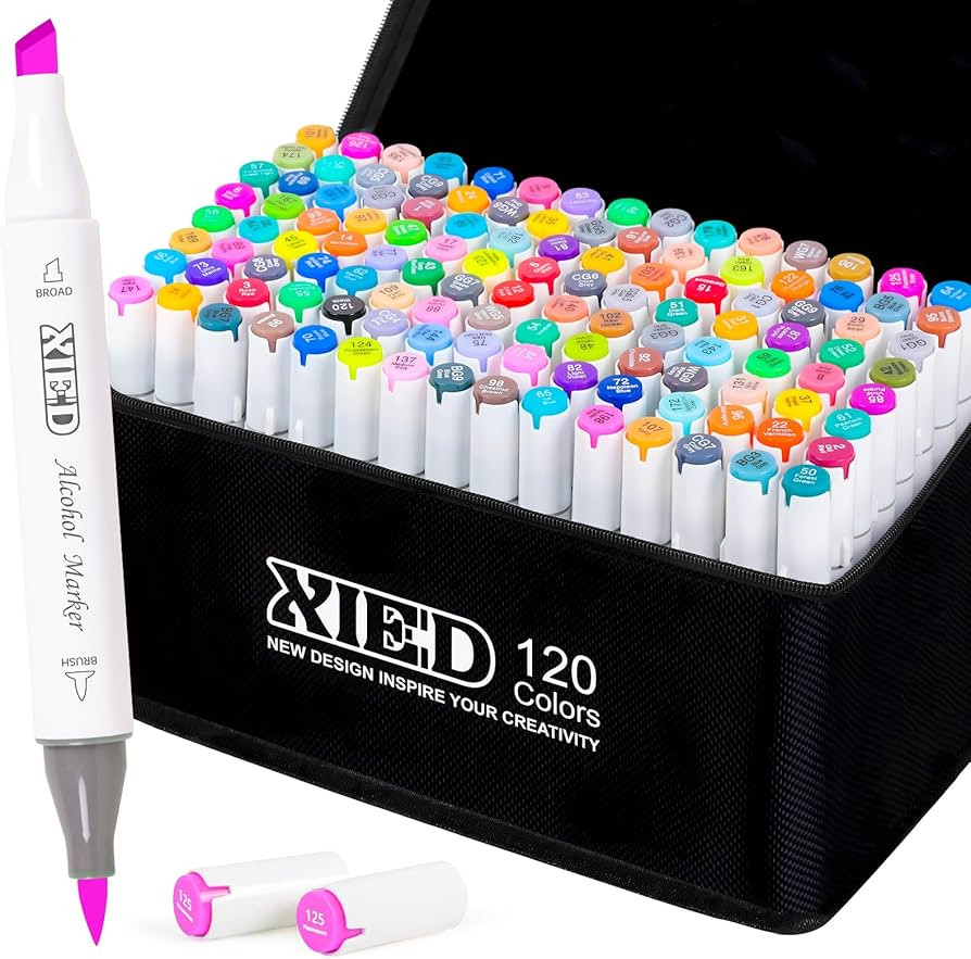 Alcohol Markers, 120 Colors Chisel & Brush Tip Coloring Markers Set, Double Tipped Markers Set fo... | Amazon (US)