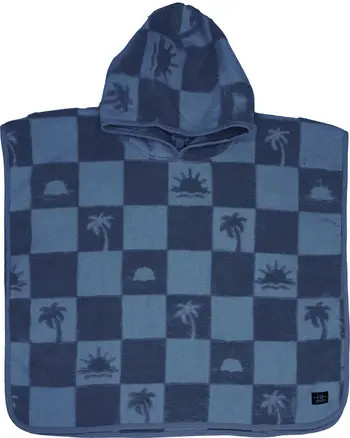 Kids' El Rey Checkerboard Terry Cloth Hooded Poncho | Nordstrom