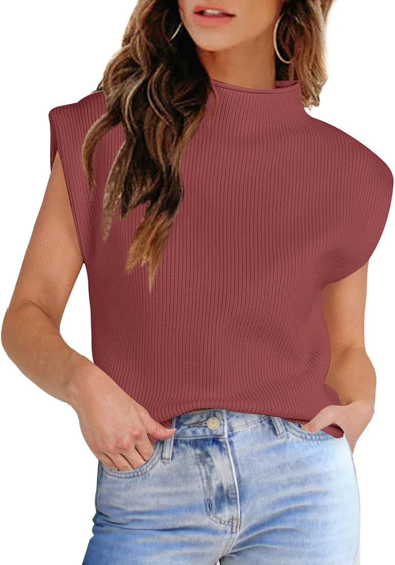 MACNOORA Womens Sleeveless Sweater Vest Turtleneck Ribbed Knit Tank Tops Basic Slim Fit Top | Amazon (US)