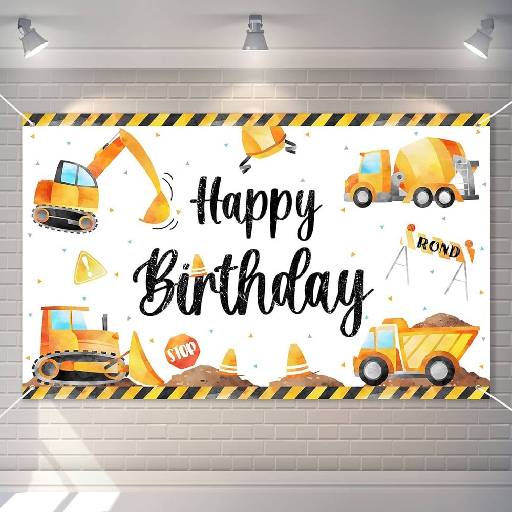 Lopeastar Construction Backdrop Banner Birthday Party Supplies, Large Size 3 x 5Ft Construction P... | Amazon (US)