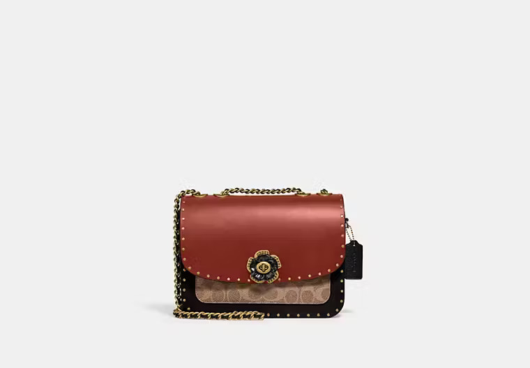 Madison Shoulder Bag In Signature Canvas With Rivets And Snakeskin Detail | Coach (US)