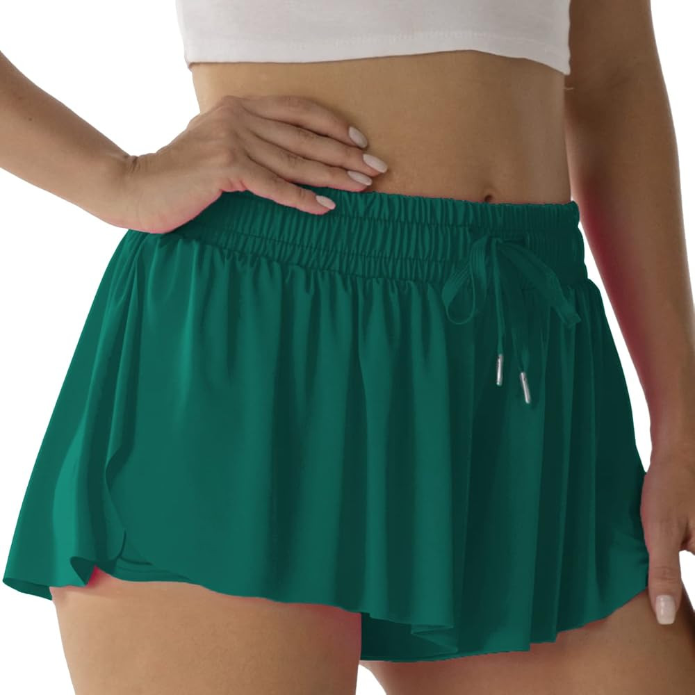 Flowy Athletic Shorts for Women Running Tennis Butterfly Shorts Girls 2-in-1 Double Layer Quick-D... | Amazon (US)