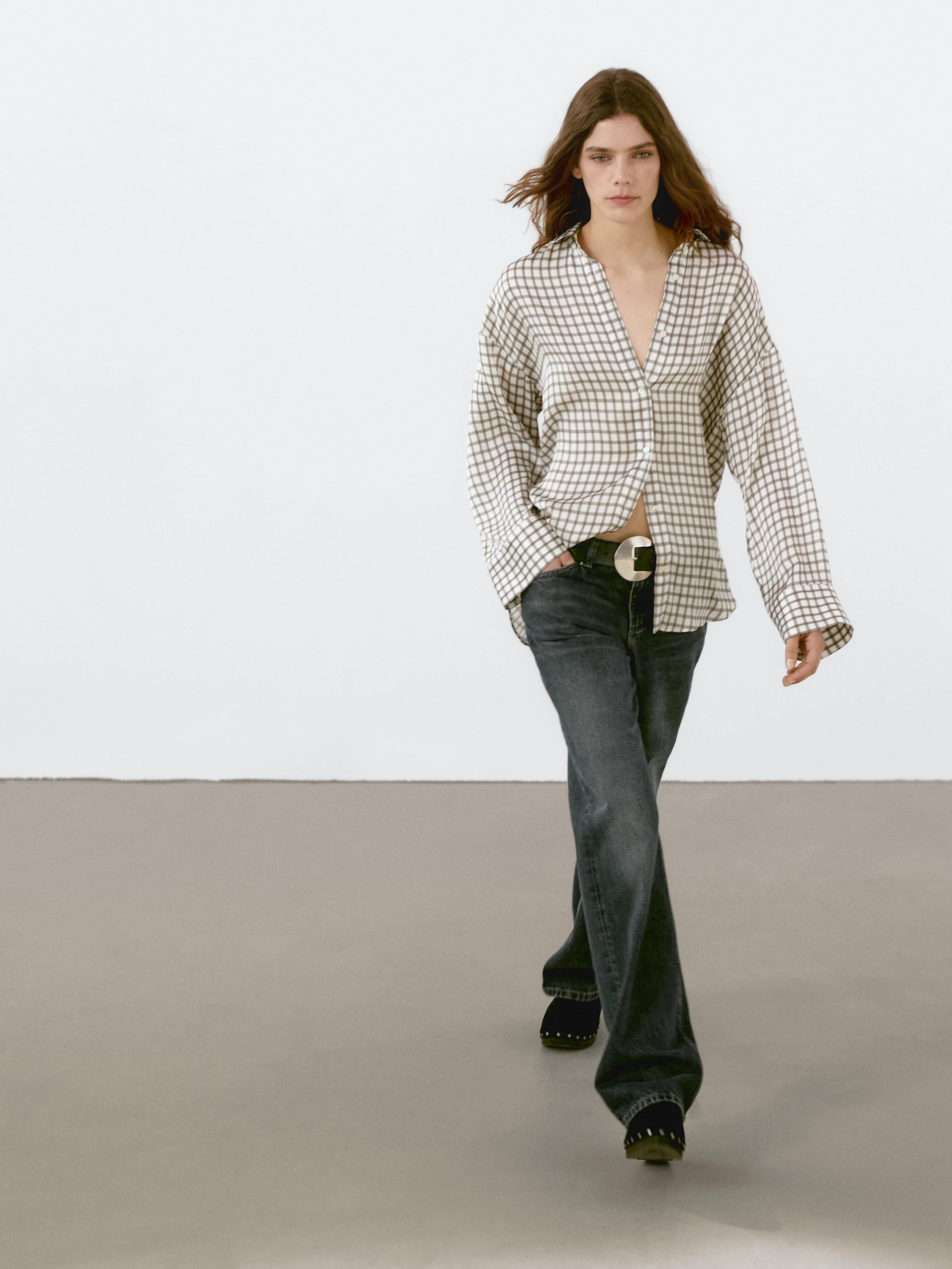 Flowing check shirt | Massimo Dutti UK